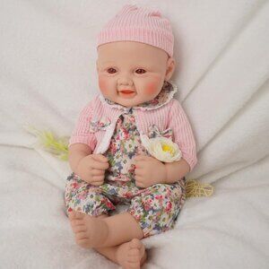 Full Body Platinum Silicone Baby Dolls Smiling Mina-ivory Reborn Baby Girl